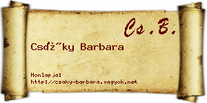 Csáky Barbara névjegykártya