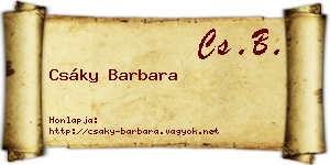 Csáky Barbara névjegykártya